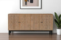 80 Brown Solid Wood Carved Geometric Sideboard with Four Doors
