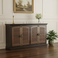 72 Dark Brown Solid Wood Shutter Style Sideboard with Four Doors