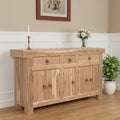 72 Natural Solid Wood Three Drawer Sideboard with Five Doors