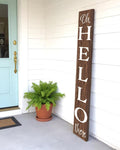 72 Brown And White Solid Wood Hello Porch Sign