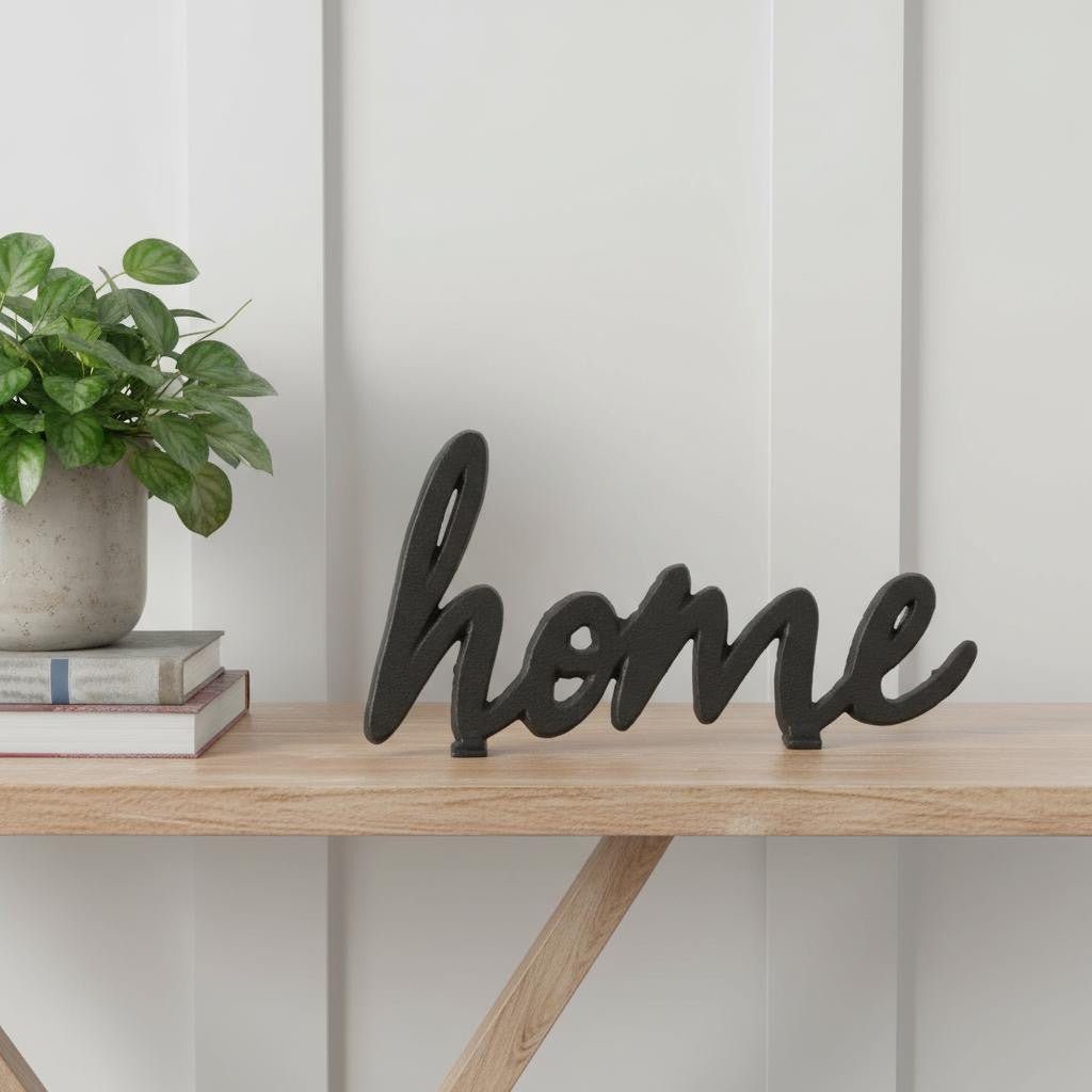 8 Black Cast Iron Home Hand Painted Tabletop Sign