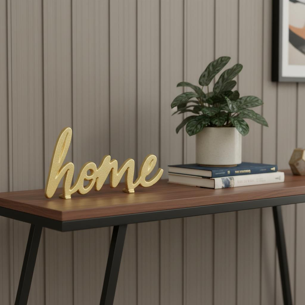 8 Gold Cast Iron Home Hand Painted Tabletop Sign