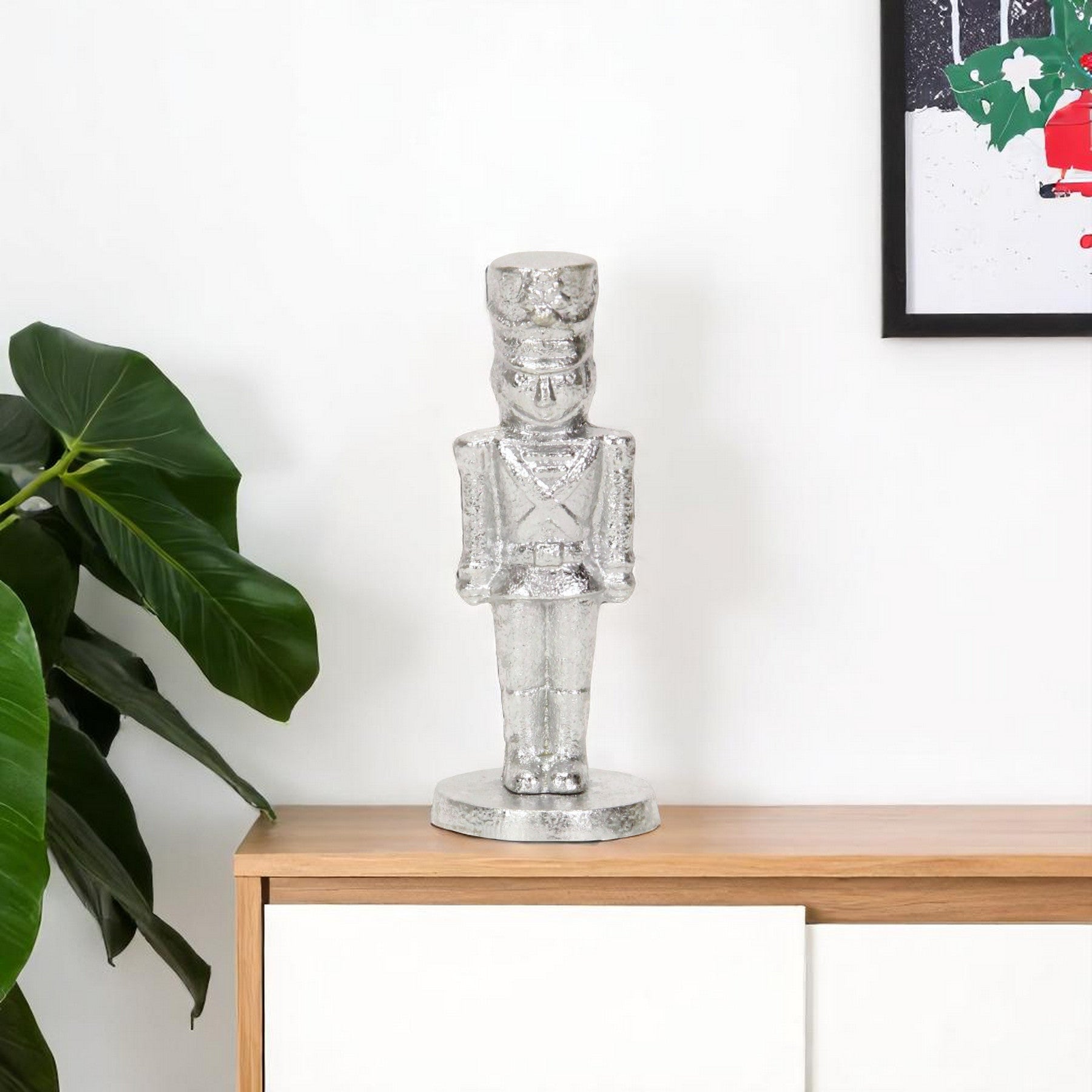 7 Silver Cast Iron Christmas Nutcracker Hand Painted Figurine