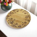 12 Brown Solid Wood Floral Round Serving Tray