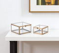 Set of Two Clear And Gold Glass Decorative Keepsake Boxes