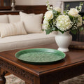 14 Green Metal Etched Round Serving Tray