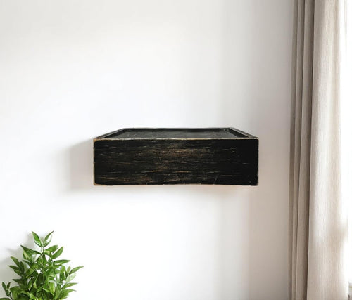 10 Black Distressed Wood Wall Mounted Floating Shelf With LED