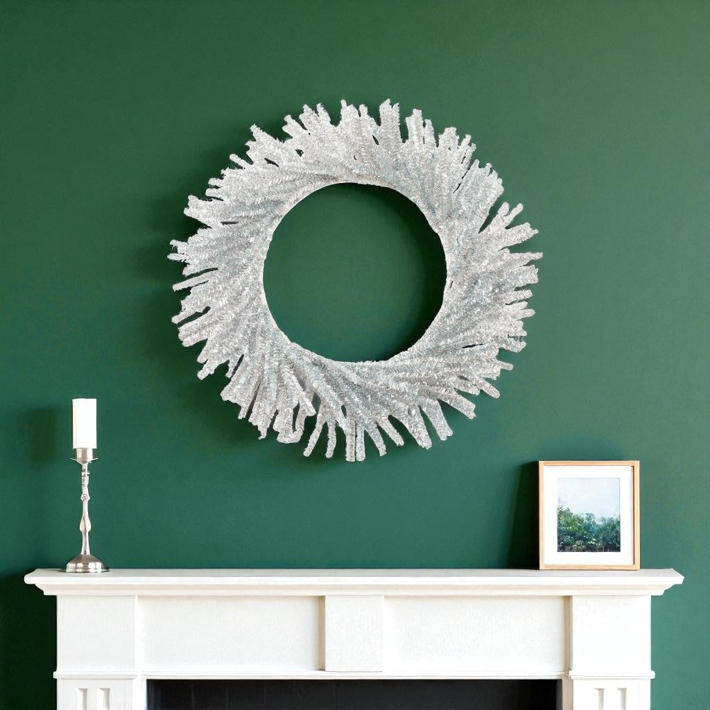 21 Silver Tinsel Faux Pine Christmas Artificial Wreath