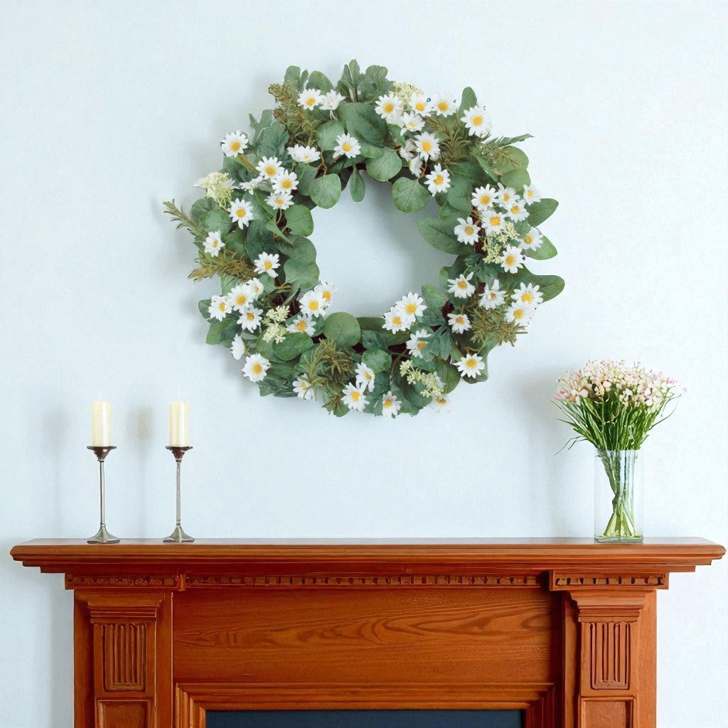 23 White And Green Mixed Assortment Artificial Wreath