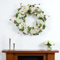 36 White And Green Hydrangea Artificial Wreath