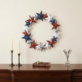 18 Red White And Blue Metal Star Round Hanging Wreath Wall Decor