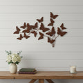 18 X 29 Brown Metal Butterflies Hanging Dimensional Sculpture