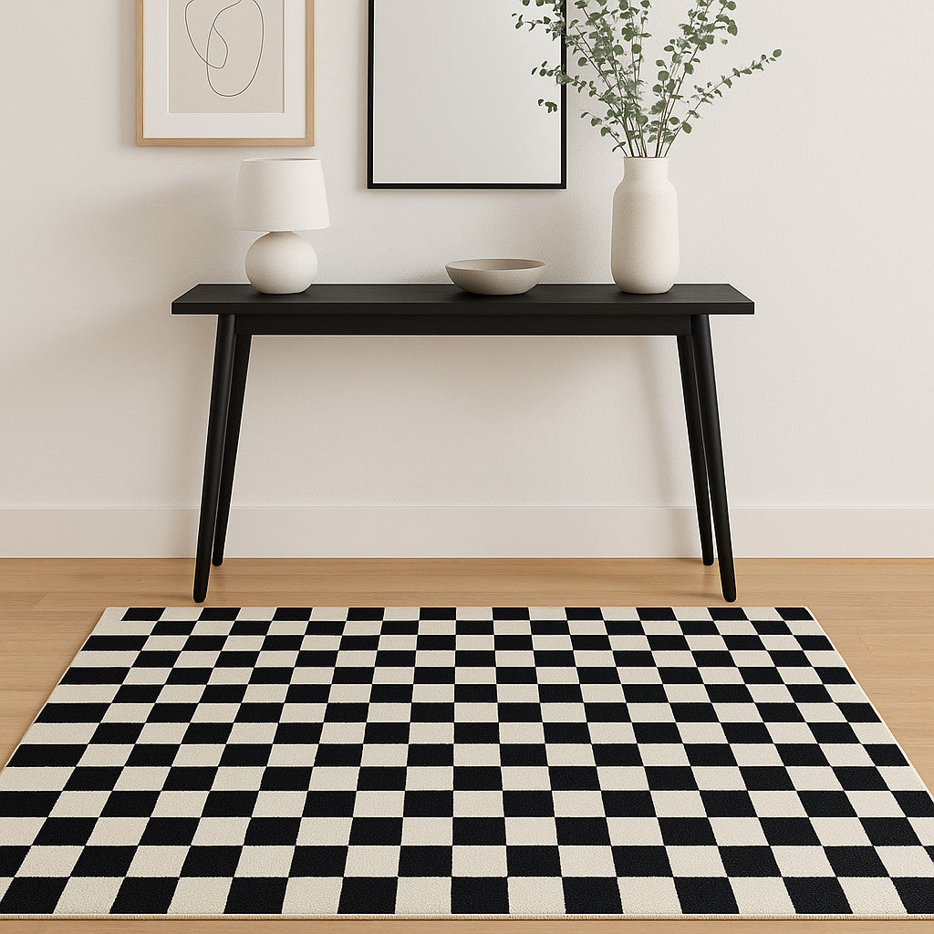 4 X 6 Black And White Checkered Area Rug