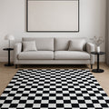 5 X 8 Black And White Checkered Area Rug