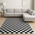 8 X 11 Black And White Checkered Area Rug