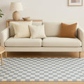5 X 8 Blue And Off White Checkered Area Rug