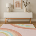 4 X 6 Pink Blue And Green Juvenile Rainbows Youthful Area Rug
