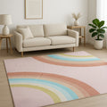 5 X 8 Pink Blue And Green Juvenile Rainbows Youthful Area Rug