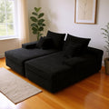 82 Black Corduroy Modular Sofa Chaise And Toss Pillows