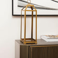29 Gold Geometric Metal Floor Lantern Candle Holder