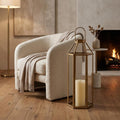 32 Gold Geometric Metal Floor Lantern Candle Holder
