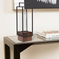 20 Black And Brown Metal And Solid Wood Tabletop Lantern Candle Holder