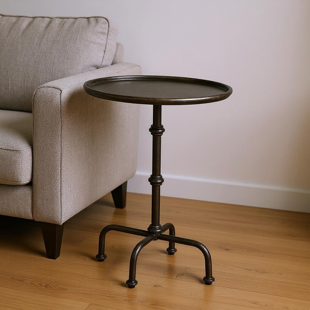 26 Gray Aluminum Oval Pedestal End Table