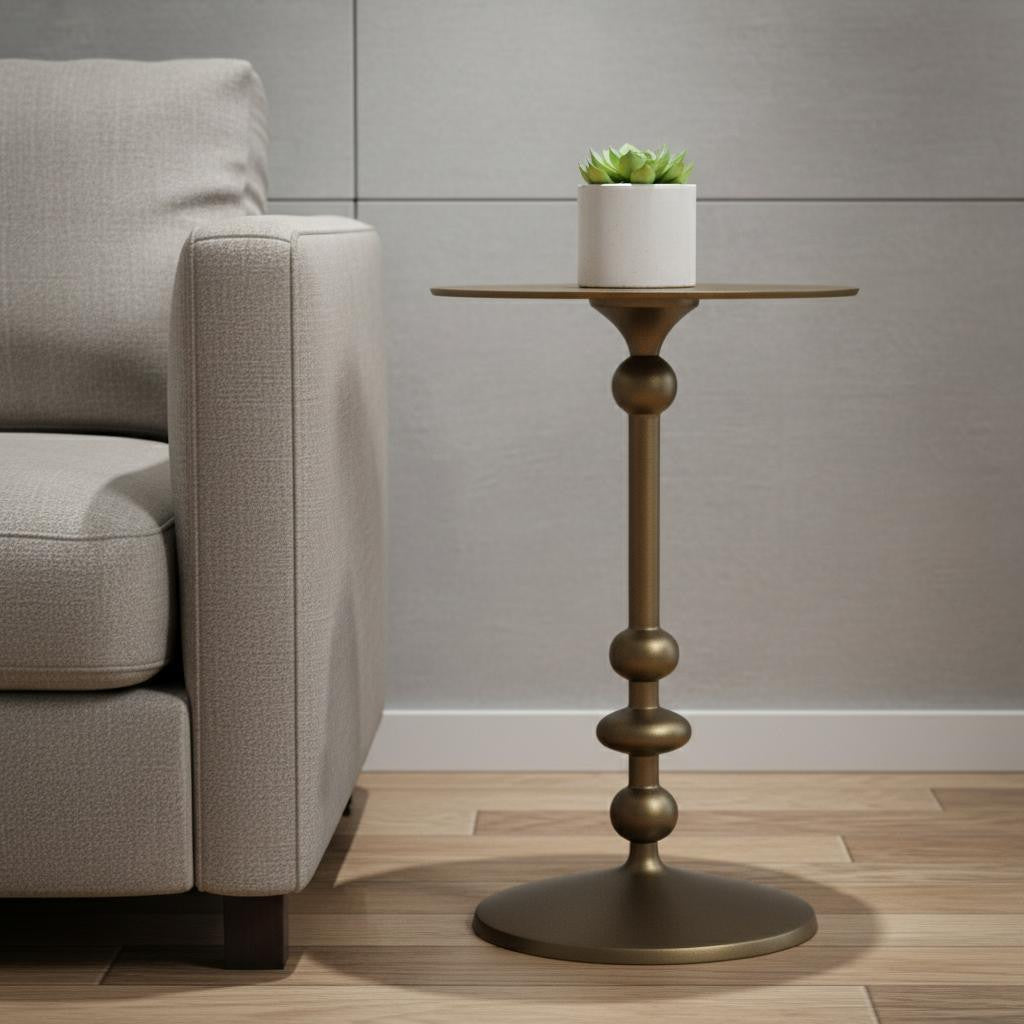 19 Bronze Aluminum Round Drink Size Pedestal End Table