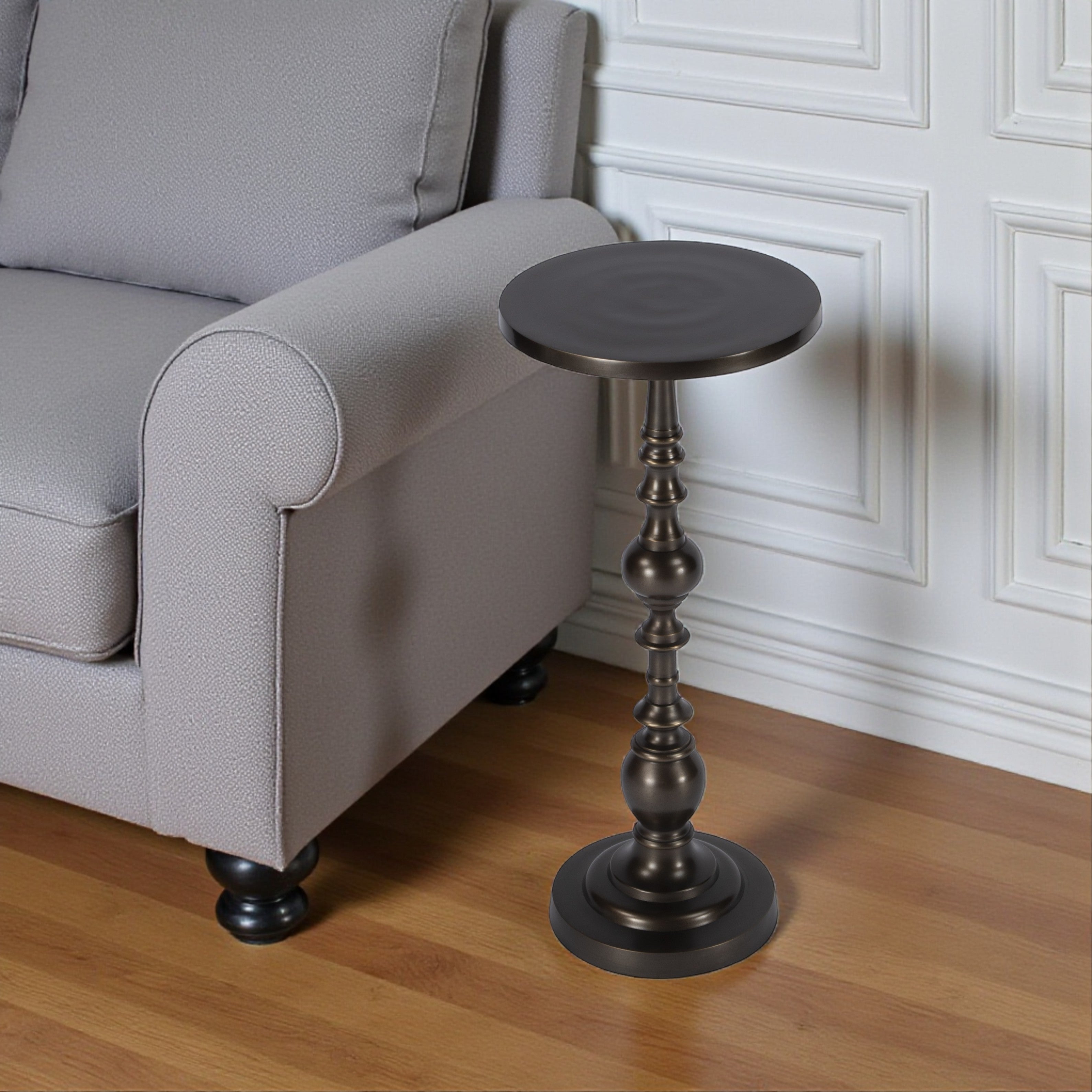 23 Bronze Metal Round Pedestal End Table