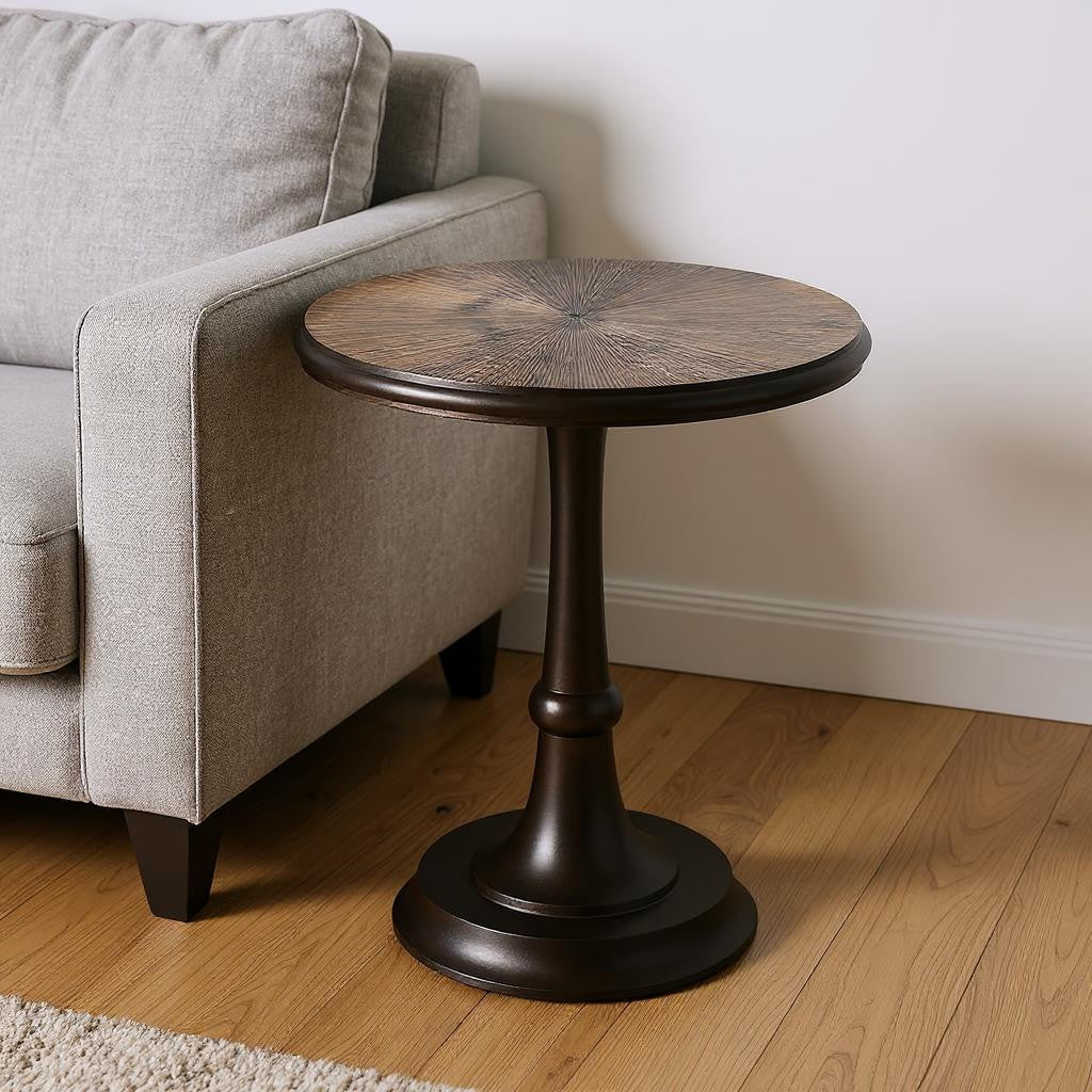 22 Bronze Metal Round Pedestal End Table