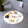 32 White Yellow And Red Cotton Cars Round Youthful Bath Rug