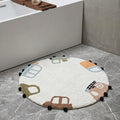 32 Blue Green And White Cotton Cars Round Youthful Bath Rug