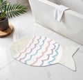 32 White Pink And Purple Cotton Fish Shaped Youthful Bath Rug