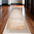 12 Blue And Beige Abstract Runner Rug