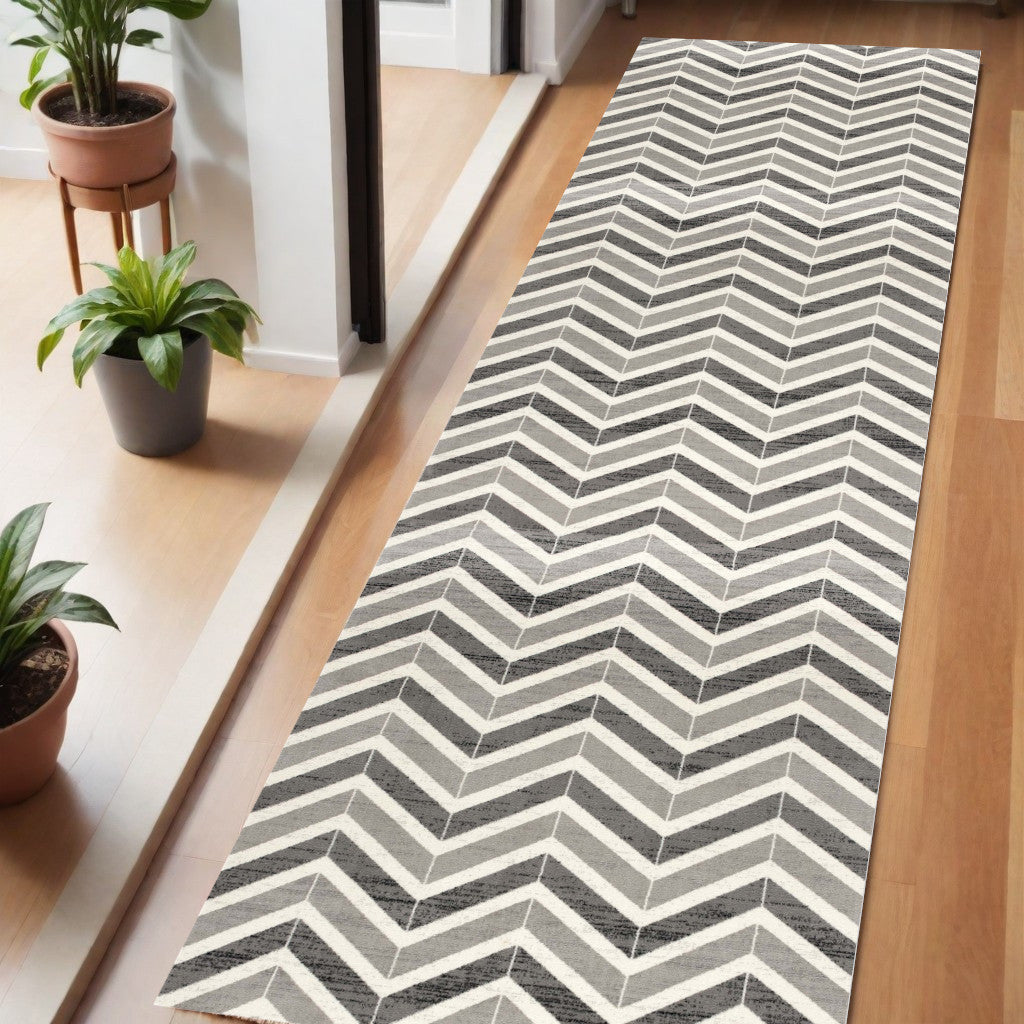 6 Red And Gray Geometric Runner Rug