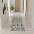 12 Gray And Beige Geometric Runner Rug