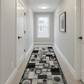 12 Black And Gray Geometric Runner Rug