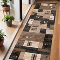 6 Brown And Beige Geometric Runner Rug