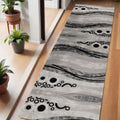 6 Gray And Black Geometric Runner Rug