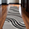 12 Gray And Black Abstract Runner Rug