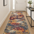 12 Yellow And Blue Abstract Runner Rug