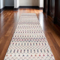 18 Beige And Blue Abstract Runner Rug