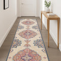 18 Beige Rust And Purple Medallion Runner Rug