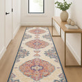 12 Beige Rust And Purple Medallion Runner Rug
