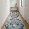 18 Blue And Gray Abstract Runner Rug