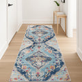 12 Blue And Gray Abstract Runner Rug