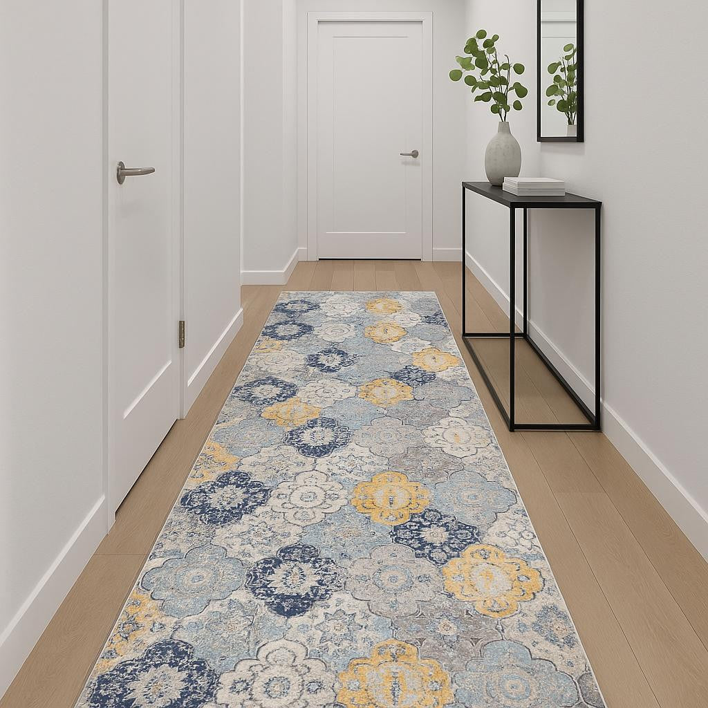 18 Rust And Gray Abstract Runner Rug