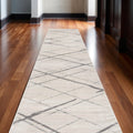 12 Beige And Gray Abstract Runner Rug