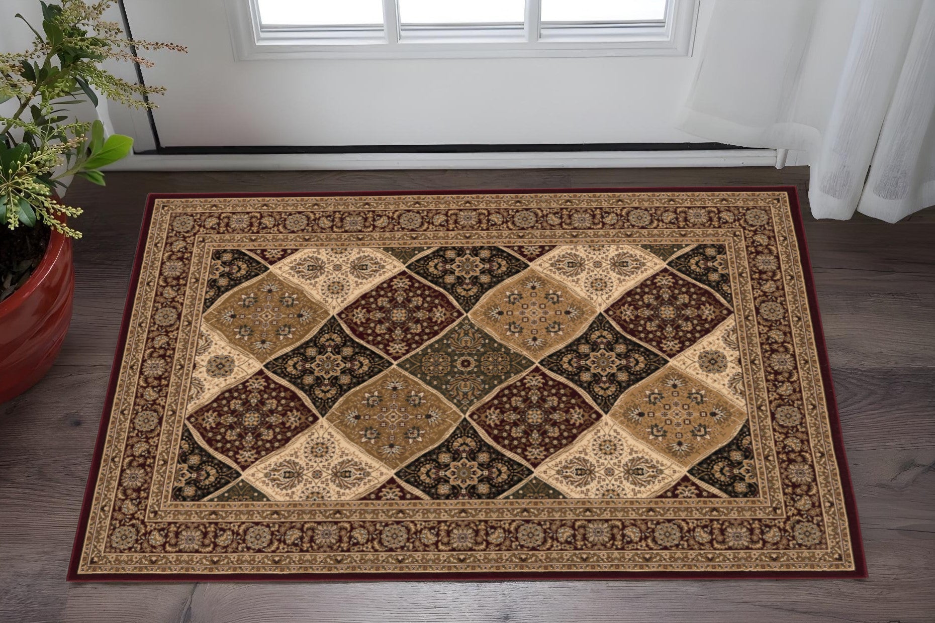 2 X 5 Red And Black Moroccan Area Rug