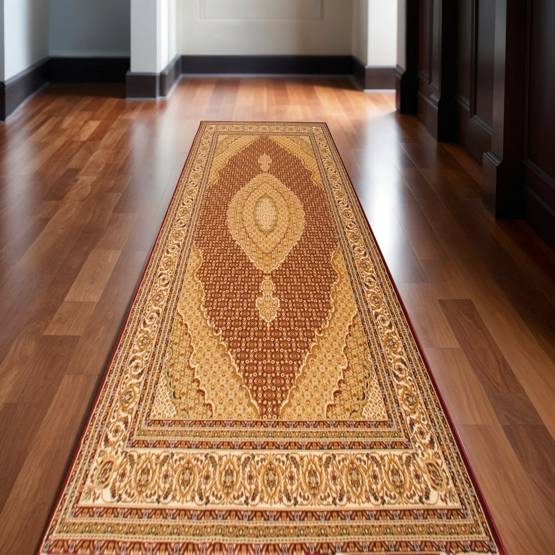 12 Red And Beige Moroccan Runner Rug